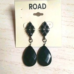 😻 3 For $15 Black Gemstone Waterdrop Dangles